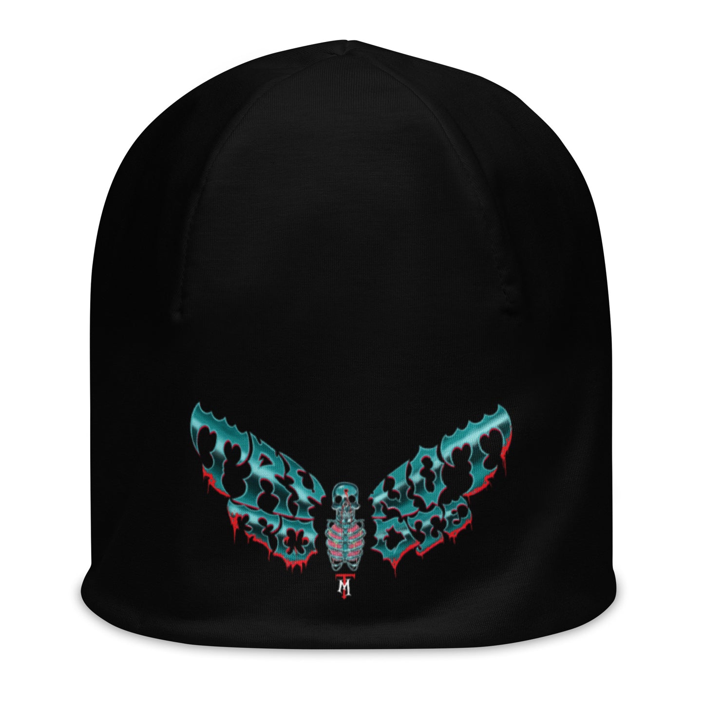 All-Over Print Try Not to Die Moth Black Beanie