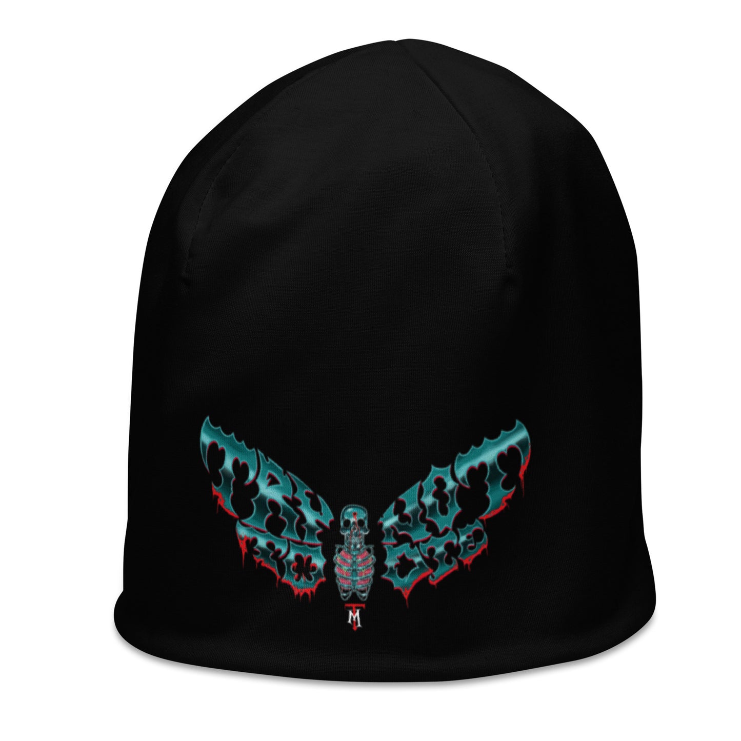 All-Over Print Try Not to Die Moth Black Beanie