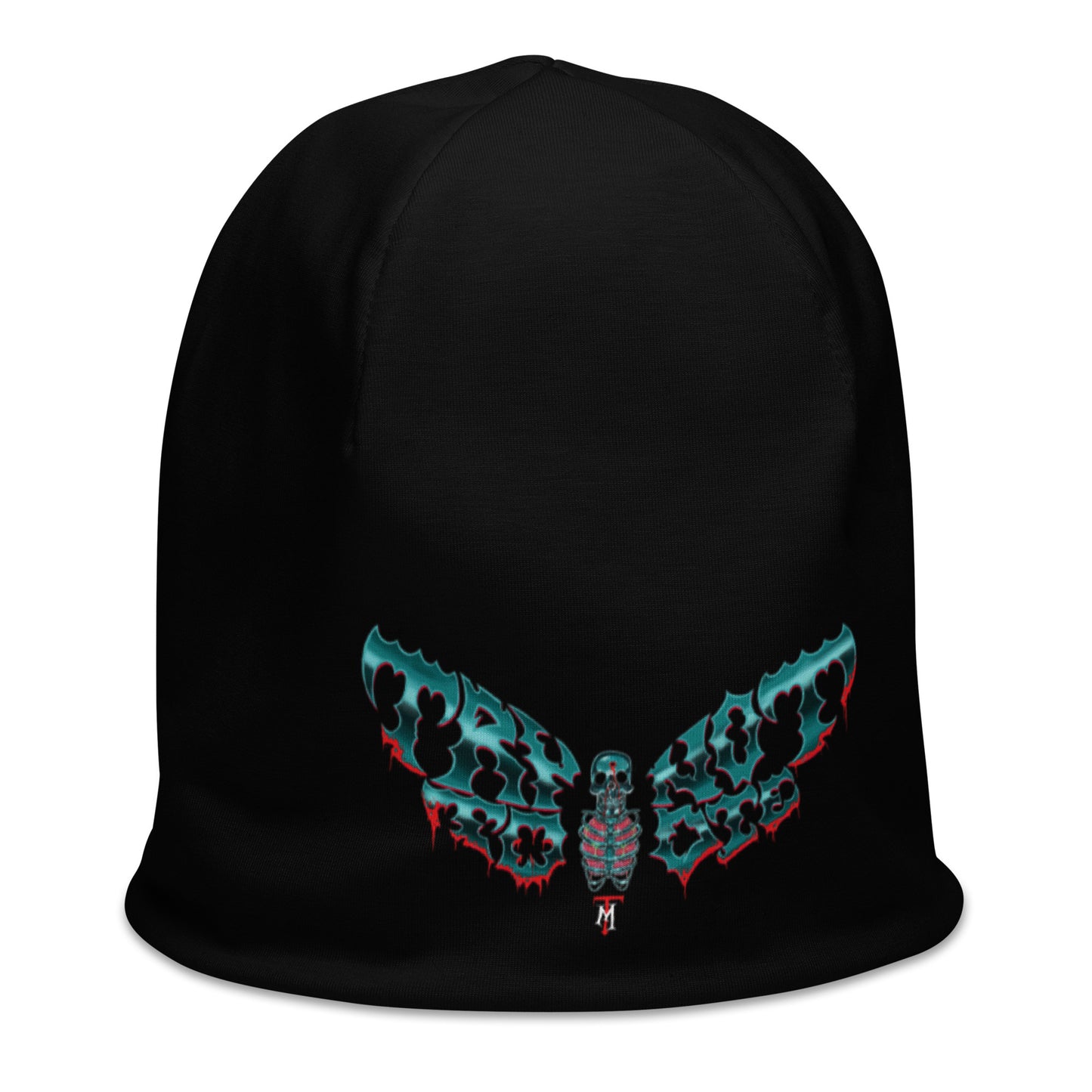 All-Over Print Try Not to Die Moth Black Beanie