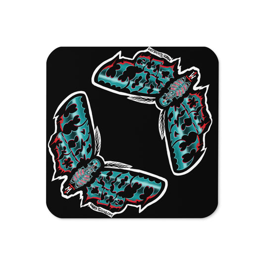 Try Not to Die Moth Cork-back coaster
